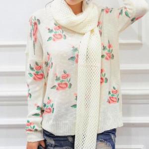 Sweet Retro Flower Sweater/ Knitwear