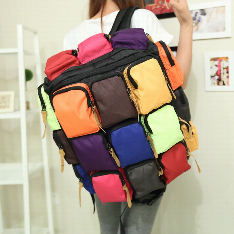 Multi Pocket Fluorescence Color Travelling Backpack on Luulla
