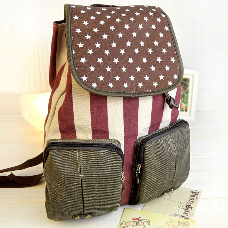 Vintage American Flag Distressed Canvas Backpack on Luulla